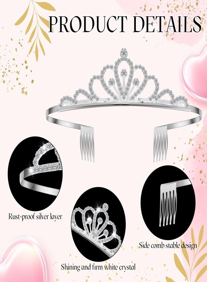 Remuuly 12 Pcs Princess Tiara for Women Silver Queen Tiara Rhinestone Hair Accessories, Princess Headbands Bulk for Bridal Wedding Birthday Prom Christmas Party, with Comb(Regal) - Image 2